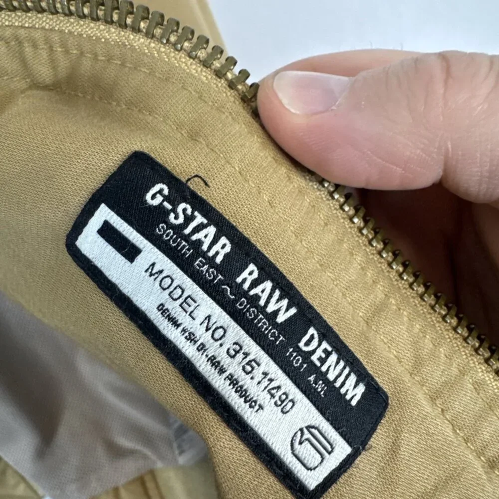 G Star Raw Fleet JKT Bomber Jacket Tan Cotton Linen Zip Front Mens M‎ Harrington